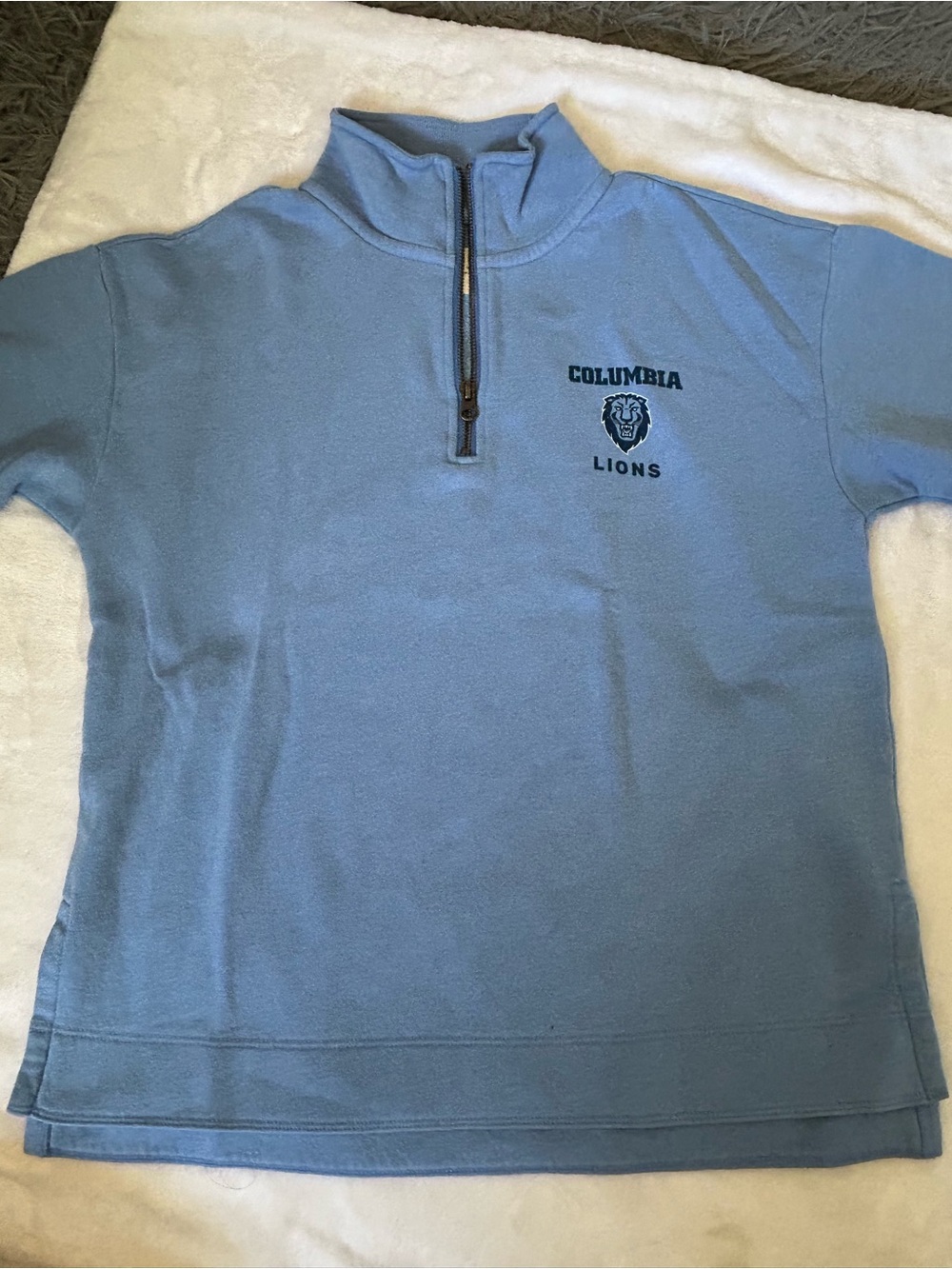 Port and Company Light Blue Quarter-Zip Pullover with Columbia Lions Logo
